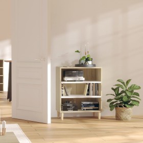 Aparador madera contrachapada blanco y roble Sonoma 57x35x70 cm de vidaXL, Aparadores - Ref: Foro24-806054, Precio: 42,99 €, ...