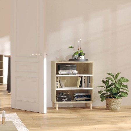 White plywood and Sonoma oak sideboard 57x35x70 cm by vidaXL, Sideboards - Ref: Foro24-806054, Price: 42,99 €, Discount: %