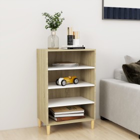 White plywood and Sonoma oak sideboard 57x35x90 cm by vidaXL, Sideboards - Ref: Foro24-806126, Price: 52,60 €, Discount: %