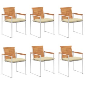 Garden chairs and cushions 6 units solid acacia wood by vidaXL, Garden chairs - Ref: Foro24-3078514, Price: 765,06 €, Discoun...