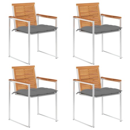 Garden chairs and cushions 4 units solid acacia wood by vidaXL, Garden chairs - Ref: Foro24-3078486, Price: 523,99 €, Discoun...