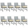 Dining garden chairs 8 pcs solid acacia wood with cushions by vidaXL, Garden chairs - Ref: Foro24-3078448, Price: 641,13 €, D...