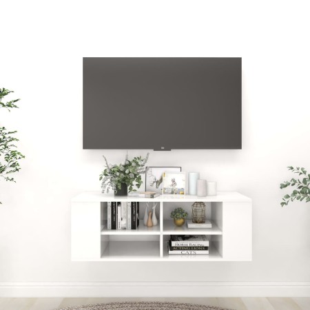 Mueble de pared para TV contrachapada blanco brillo 102x35x35cm de vidaXL, Muebles TV - Ref: Foro24-806244, Precio: 48,76 €, ...