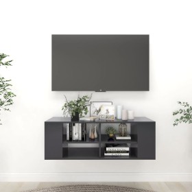 Wall-mounted TV stand made of gray plywood, 102x35x35 cm by vidaXL, TV Furniture - Ref: Foro24-806240, Price: 46,46 €, Discou...