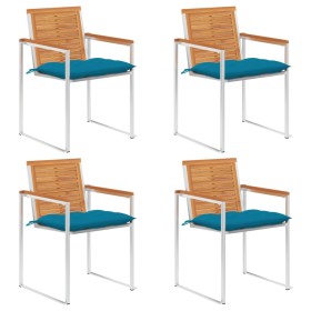 Garden chairs and cushions 4 units solid acacia wood by vidaXL, Garden chairs - Ref: Foro24-3078489, Price: 512,53 €, Discoun...