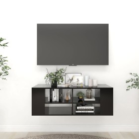 Black plywood TV wall cabinet 102x35x35 cm by vidaXL, TV Furniture - Ref: Foro24-806239, Price: 38,99 €, Discount: %