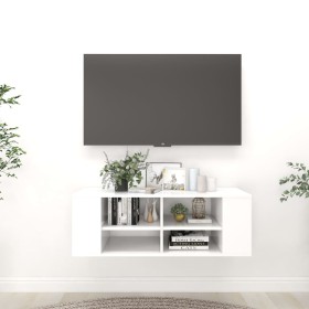 White plywood TV wall cabinet 102x35x35cm by vidaXL, TV Furniture - Ref: Foro24-806238, Price: 45,40 €, Discount: %