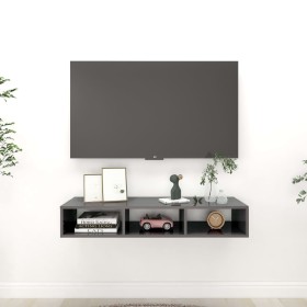 Glossy gray plywood wall shelf 102x30x17 cm by vidaXL, Shelves and shelves - Ref: Foro24-806255, Price: 35,77 €, Discount: %