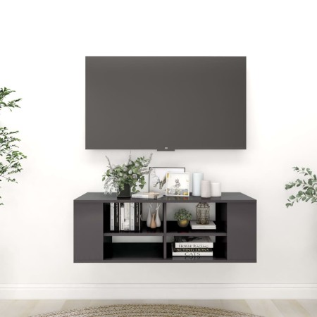 Mueble de pared TV madera contrachapada gris brillo 102x35x35cm de vidaXL, Muebles TV - Ref: Foro24-806246, Precio: 39,62 €, ...