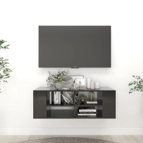 Glossy black plywood TV wall cabinet 102x35x35 cm by vidaXL, TV Furniture - Ref: Foro24-806245, Price: 44,48 €, Discount: %