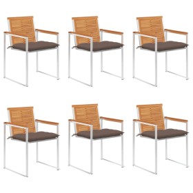 Garden chairs and cushions 6 units solid acacia wood by vidaXL, Garden chairs - Ref: Foro24-3078520, Price: 783,99 €, Discoun...