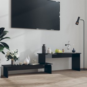 Glossy black plywood TV cabinet 180x30x43cm by vidaXL, TV Furniture - Ref: Foro24-806272, Price: 41,87 €, Discount: %