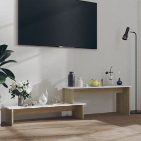 Oak and white plywood TV cabinet 180x30x43 cm by vidaXL, TV Furniture - Ref: Foro24-806270, Price: 48,85 €, Discount: %