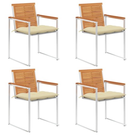 Garden chairs and cushions 4 units solid acacia wood by vidaXL, Garden chairs - Ref: Foro24-3078487, Price: 512,53 €, Discoun...