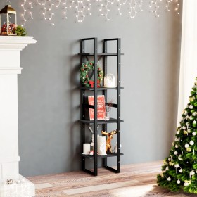 4-tier solid black pine wood shelf 40x30x140 cm by vidaXL, Bookcases and shelves - Ref: Foro24-806426, Price: 72,18 €, Discou...