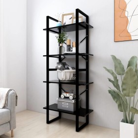 4-tier black plywood shelving unit 60x30x140 cm by vidaXL, Bookcases and shelves - Ref: Foro24-806438, Price: 71,99 €, Discou...