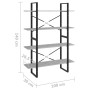 4-level gray concrete plywood bookshelf 100x30x140 cm by vidaXL, Bookcases and shelves - Ref: Foro24-806481, Price: 80,74 €, ...