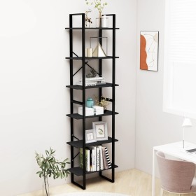 Estantería de madera maciza pino negro 60x30x210 cm de vidaXL, Librerías y estanterías - Ref: Foro24-806526, Precio: 110,99 €...