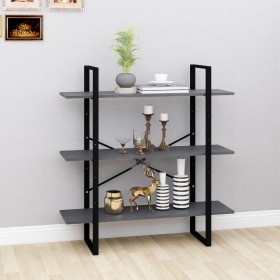 3-tier solid gray pine wood shelf 100x30x105 cm by vidaXL, Bookcases and shelves - Ref: Foro24-806554, Price: 47,99 €, Discou...