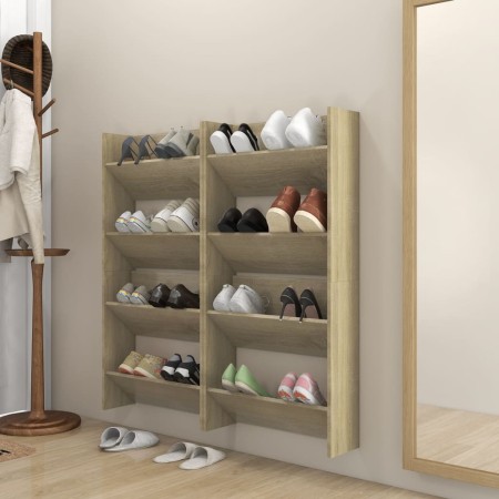 Wall shoe racks 4 units Sonoma oak plywood 60x18x60 cm by vidaXL, Shoe racks and shoe organizers - Ref: Foro24-806725, Price:...