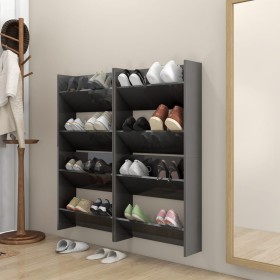 Wall shoe racks 4 units glossy gray plywood 60x18x60 cm by vidaXL, Shoe racks and shoe organizers - Ref: Foro24-806740, Price...