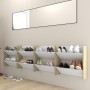 Wall shoe racks 4 units white and oak plywood 60x18x60cm by vidaXL, Shoe racks and shoe organizers - Ref: Foro24-806731, Pric...