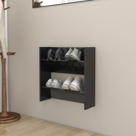 Zapatero de pared madera contrachapada negro brillo 60x18x60 cm de vidaXL, Zapateros y organizadores de calzado - Ref: Foro24...