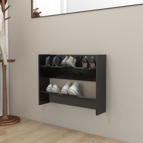 Glossy black plywood wall shoe rack 80x18x60 cm by vidaXL, Shoe racks and shoe organizers - Ref: Foro24-806755, Price: 22,06 ...