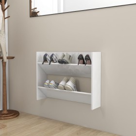 Zapatero de pared madera contrachapada blanco brillo 80x18x90cm de vidaXL, Zapateros y organizadores de calzado - Ref: Foro24...