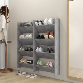 Wall shoe racks 4 pcs concrete gray plywood 60x18x60cm by vidaXL, Shoe racks and shoe organizers - Ref: Foro24-806728, Price:...