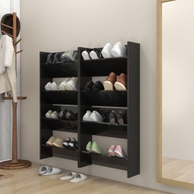 Wall shoe racks 4 pcs glossy black plywood 60x18x60 cm by vidaXL, Shoe racks and shoe organizers - Ref: Foro24-806737, Price:...