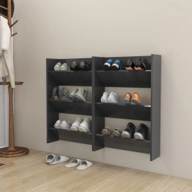 Wand-Schuhregale 2 Stk. Sperrholz grau 60x18x90 cm von vidaXL, Schuhregale und Schuhorganisatoren - Ref: Foro24-806764, Preis...