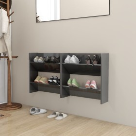 Wall-mounted shoe racks 2 units plywood glossy gray 60x18x60 cm by vidaXL, Shoe racks and shoe organizers - Ref: Foro24-80673...