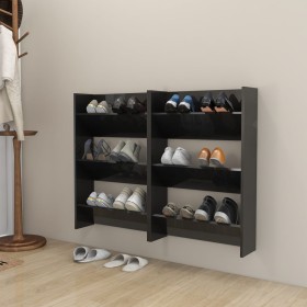 Wall shoe racks 2 pcs glossy black plywood 60x18x90 cm by vidaXL, Shoe racks and shoe organizers - Ref: Foro24-806774, Price:...