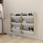 Wall shoe rack 2 units white and oak plywood 60x18x90cm by vidaXL, Shoe racks and shoe organizers - Ref: Foro24-806770, Price...