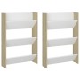 Wall shoe rack 2 units white and oak plywood 60x18x90cm by vidaXL, Shoe racks and shoe organizers - Ref: Foro24-806770, Price...