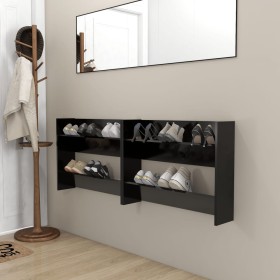 Zapateros de pared 2 uds madera contrachapada negro 80x18x60 cm de vidaXL, Zapateros y organizadores de calzado - Ref: Foro24...