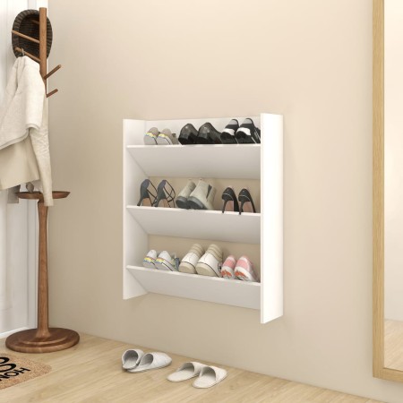 Zapatero de pared madera contrachapada blanco 80x18x90 cm de vidaXL, Zapateros y organizadores de calzado - Ref: Foro24-80677...