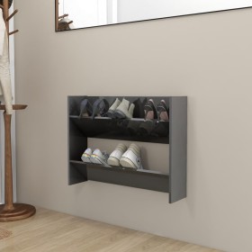 Zapatero de pared madera contrachapada gris brillo 80x18x60 cm de vidaXL, Zapateros y organizadores de calzado - Ref: Foro24-...