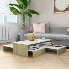 Stackable white and Sonoma oak coffee tables 100x100x26.5 cm by vidaXL, Coffee table - Ref: Foro24-806800, Price: 53,99 €, Di...