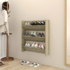 Sonoma oak plywood wall shoe rack 80x18x90 cm by vidaXL, Shoe racks and shoe organizers - Ref: Foro24-806783, Price: 37,00 €,...