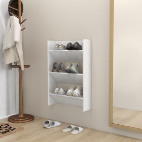 Glossy white plywood wall shoe rack 60x18x90cm by vidaXL, Shoe racks and shoe organizers - Ref: Foro24-806771, Price: 36,99 €...