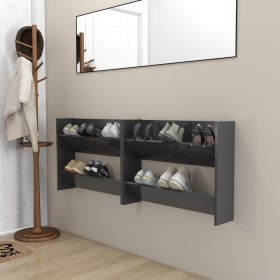 Zapateros de pared 2 uds madera contrachapada gris 80x18x60 cm de vidaXL, Zapateros y organizadores de calzado - Ref: Foro24-...