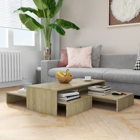 Stackable oak Sonoma plywood coffee table 100x100x26.5 cm by vidaXL, Coffee table - Ref: Foro24-806798, Price: 47,34 €, Disco...