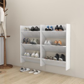 Wall-mounted shoe rack, set of 2, glossy white plywood, 60x18x90 cm. by vidaXL, Shoe racks and shoe organizers - Ref: Foro24-...