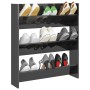 Wall-mounted shoe rack made of glossy gray plywood, measuring 80x18x90 cm. by vidaXL, Shoe racks and shoe organizers - Ref: F...