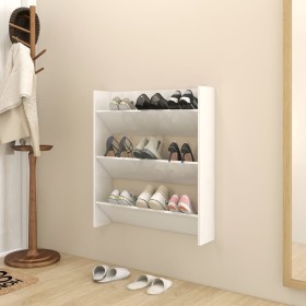 Glossy white plywood wall shoe rack 80x18x90cm by vidaXL, Shoe racks and shoe organizers - Ref: Foro24-806789, Price: 48,99 €...