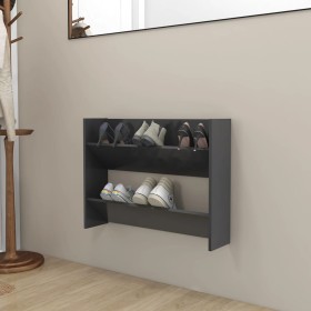 Wall-mounted shoe rack made of gray plywood, 80x18x60 cm by vidaXL, Shoe racks and shoe organizers - Ref: Foro24-806745, Pric...