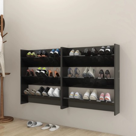 Wall shoe racks 2 pcs glossy black plywood 80x18x90 cm by vidaXL, Shoe racks and shoe organizers - Ref: Foro24-806792, Price:...