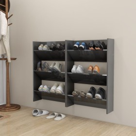 Wall shoe racks 2 pcs glossy gray plywood 60x18x90 cm by vidaXL, Shoe racks and shoe organizers - Ref: Foro24-806776, Price: ...